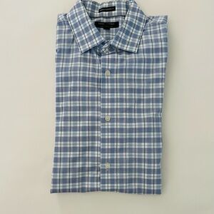 Banana Republic Blue and White Plaid Men's Shirt